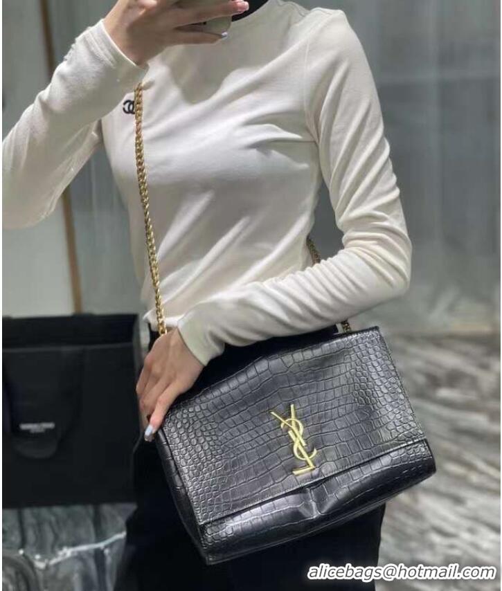 Popular Style Yves Saint Laurent KATE MEDIUM REVERSIBLE IN SUEDE AND CROCODILE-EMBOSSED LEATHER 55380424