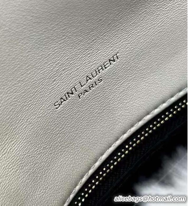 Discount Yves Saint Laurent PUFFER BAG IN MERINO SHEARLING AND LAMBSKIN Y597476 white