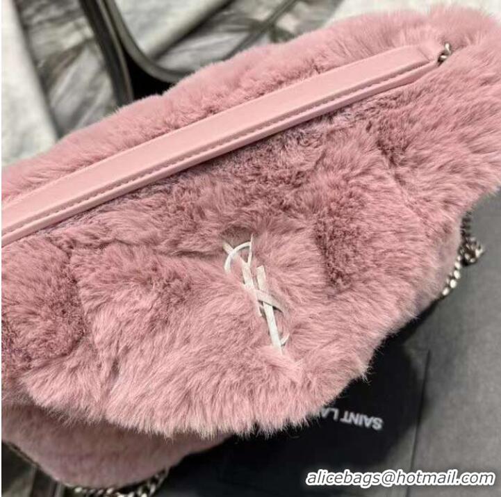 Famous Brand Yves Saint Laurent PUFFER BAG IN MERINO SHEARLING AND LAMBSKIN Y597476 LILAC