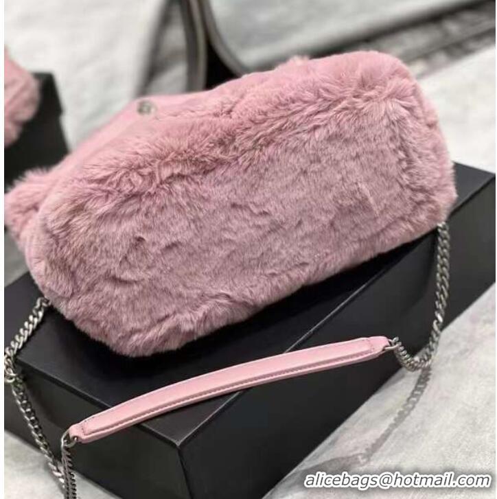 Famous Brand Yves Saint Laurent PUFFER BAG IN MERINO SHEARLING AND LAMBSKIN Y597476 LILAC