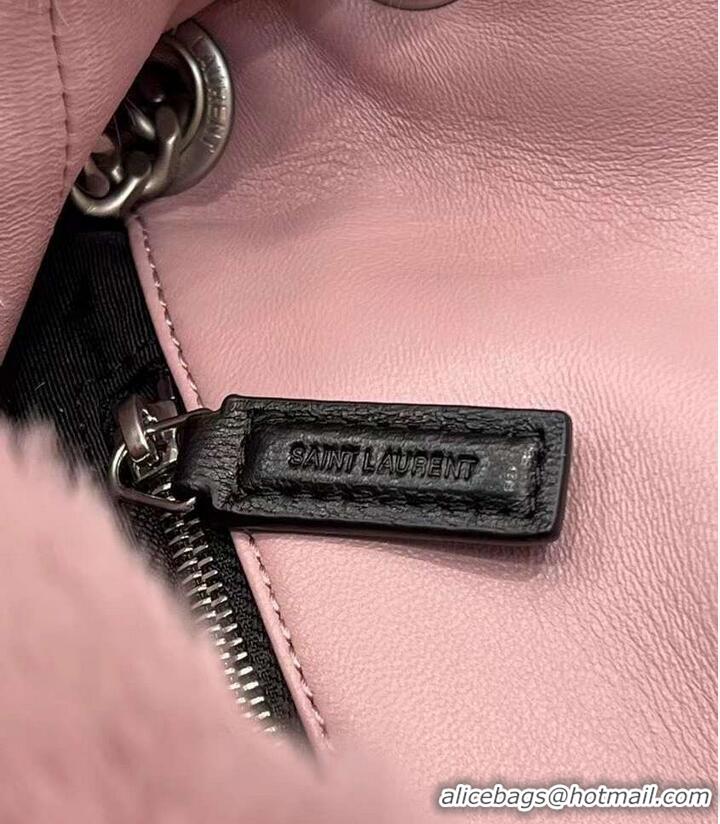 Famous Brand Yves Saint Laurent PUFFER BAG IN MERINO SHEARLING AND LAMBSKIN Y597476 LILAC