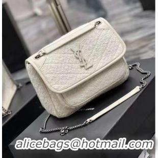 New Style Yves Saint Laurent SMALL NIKI BABY IN BOUCLE TWEED AND SMOOTH LEATHER Y653151 WHITE