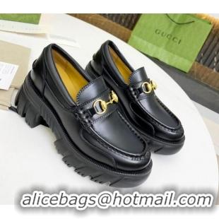 New Style Gucci Calfskin Loafer with Horsebit 656869 Black 2021 