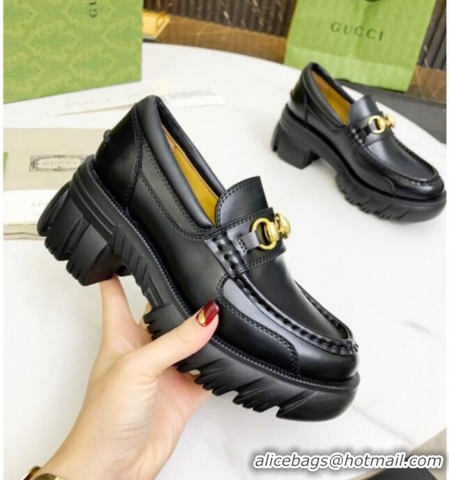 New Style Gucci Calfskin Loafer with Horsebit 656869 Black 2021 