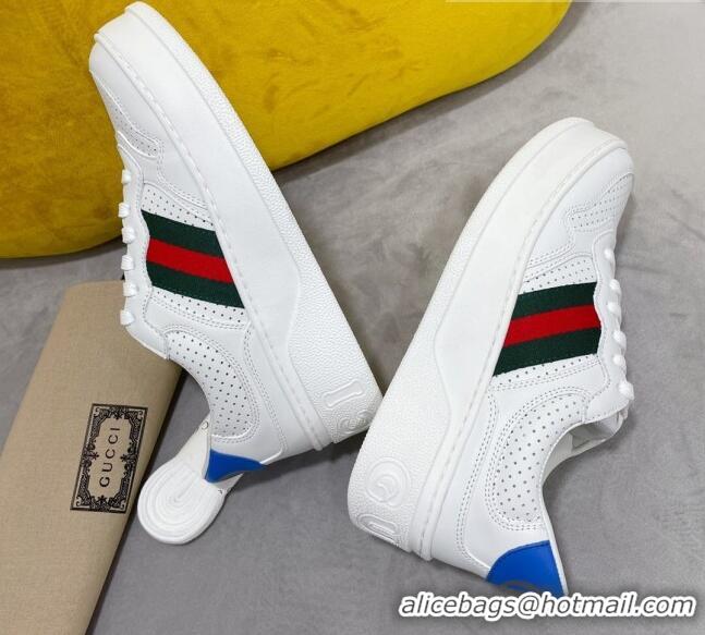 Top Quality Gucci Chunky B Leather Sneaker with Web 092510 White