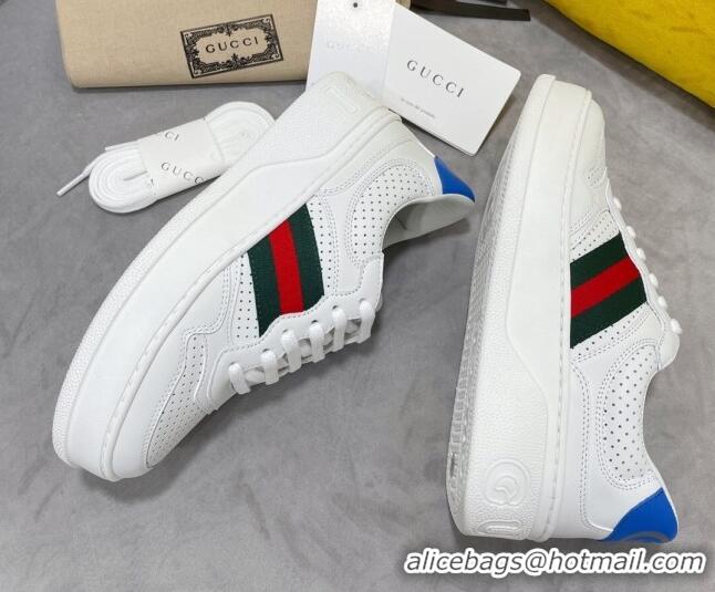 Top Quality Gucci Chunky B Leather Sneaker with Web 092510 White