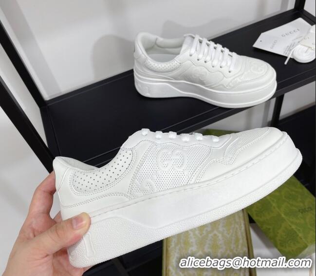 Low Price Gucci Chunky B GG Embossed Leather Sneaker 092511 White