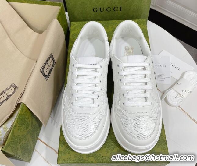 Low Price Gucci Chunky B GG Embossed Leather Sneaker 092511 White