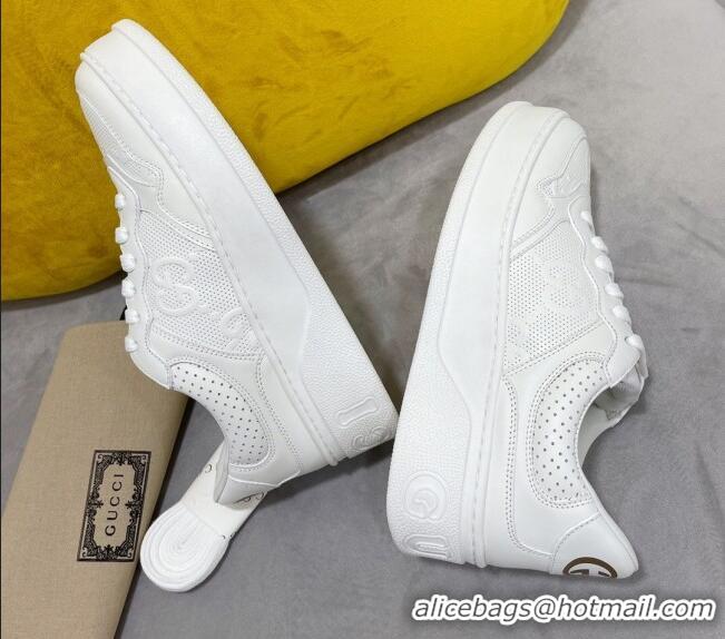 Low Price Gucci Chunky B GG Embossed Leather Sneaker 092511 White