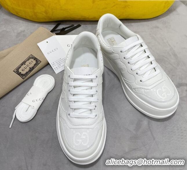 Low Price Gucci Chunky B GG Embossed Leather Sneaker 092511 White