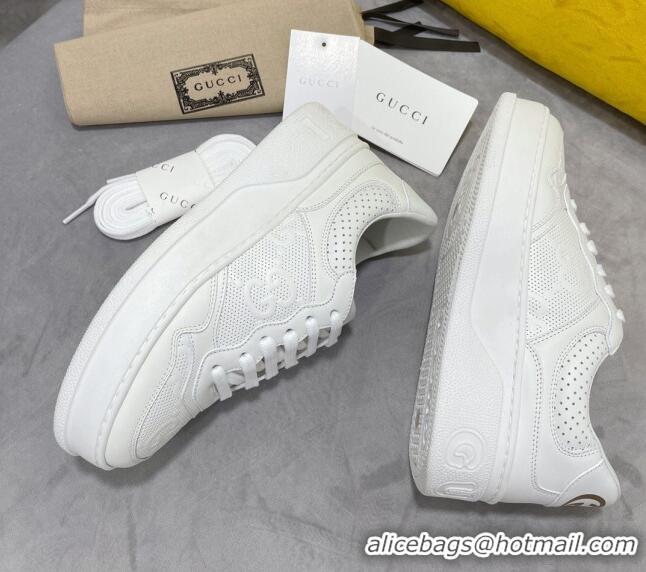 Low Price Gucci Chunky B GG Embossed Leather Sneaker 092511 White