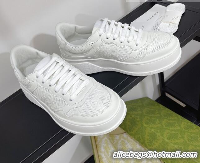 Low Price Gucci Chunky B GG Embossed Leather Sneaker 092511 White