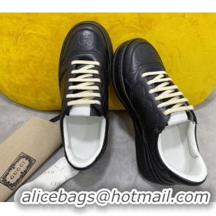 Best Quality Gucci Chunky B GG Embossed Leather Sneaker 092512 Black