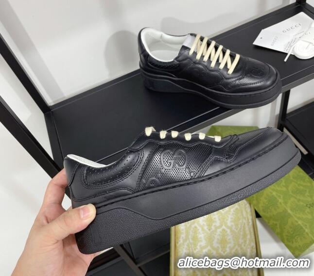 Best Quality Gucci Chunky B GG Embossed Leather Sneaker 092512 Black