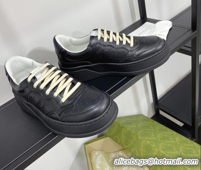 Best Quality Gucci Chunky B GG Embossed Leather Sneaker 092512 Black