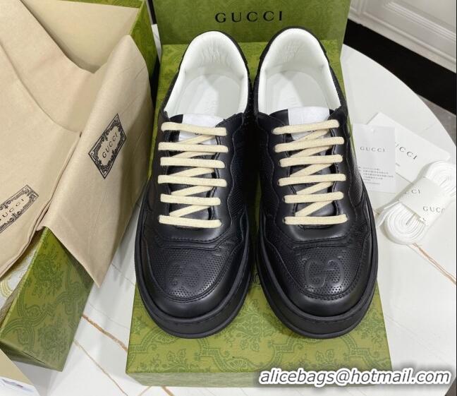 Best Quality Gucci Chunky B GG Embossed Leather Sneaker 092512 Black