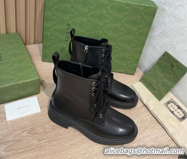 Best Price Gucci Leather Ankle boot 092517 Black/Silver