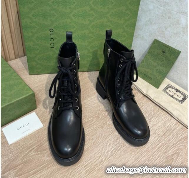 Best Price Gucci Leather Ankle boot 092517 Black/Silver