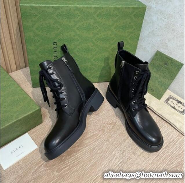 Best Price Gucci Leather Ankle boot 092517 Black/Silver