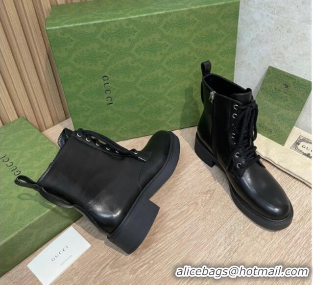 Best Price Gucci Leather Ankle boot 092517 Black/Silver