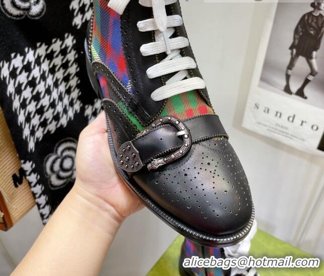 Good Quality Gucci Vintage Check Ankle Boots 092518 Black/Multicolor