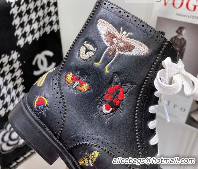 Super Quality Gucci Vintage Embroidered Ankle Boots 1092520 Black