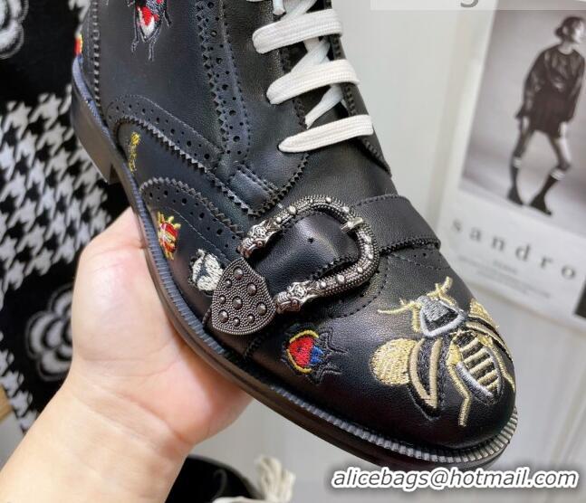 Super Quality Gucci Vintage Embroidered Ankle Boots 1092520 Black