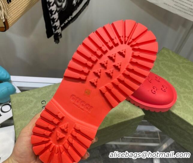 Good Quality Gucci Perforated GG Rubber Mules 2cm 092522 Red 2021