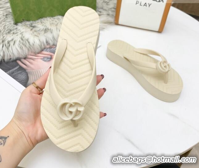 Good Product Gucci Platform Thong Slide Sandals 092524 All White