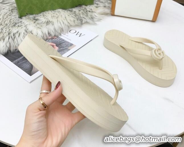 Good Product Gucci Platform Thong Slide Sandals 092524 All White