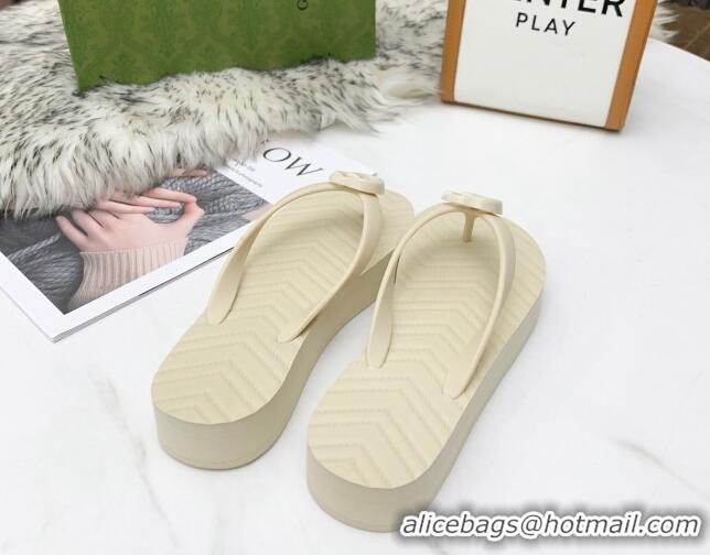 Good Product Gucci Platform Thong Slide Sandals 092524 All White