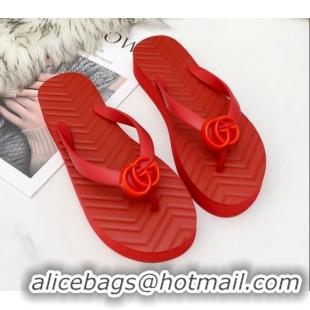 Best Price Gucci Platform Thong Slide Sandals 092524 All Red