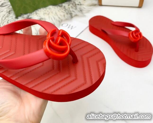 Best Price Gucci Platform Thong Slide Sandals 092524 All Red