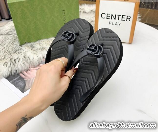 High Quality Gucci Platform Thong Slide Sandals 092524 All Black