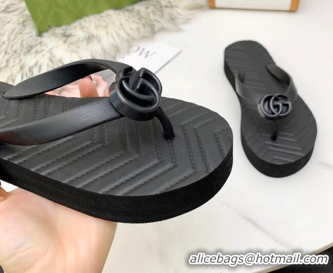 High Quality Gucci Platform Thong Slide Sandals 092524 All Black