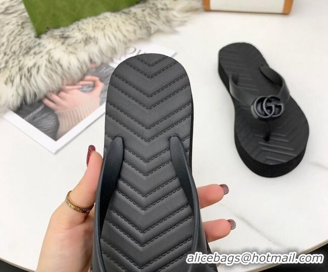 High Quality Gucci Platform Thong Slide Sandals 092524 All Black