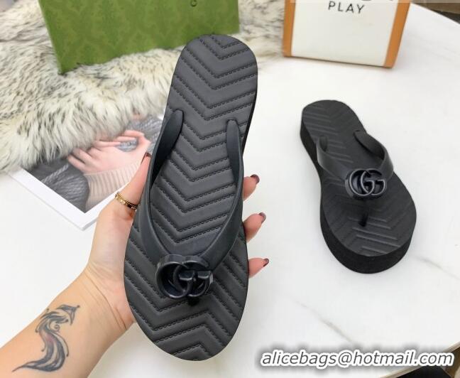 High Quality Gucci Platform Thong Slide Sandals 092524 All Black