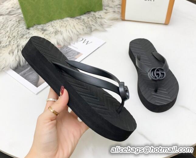 High Quality Gucci Platform Thong Slide Sandals 092524 All Black