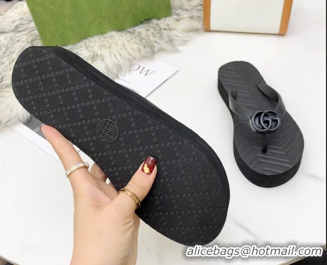 High Quality Gucci Platform Thong Slide Sandals 092524 All Black