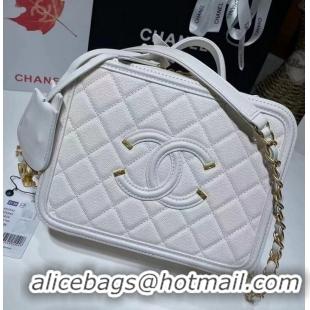 Top Quality Chanel Original Leather Medium Cosmetic Bag 93443 White