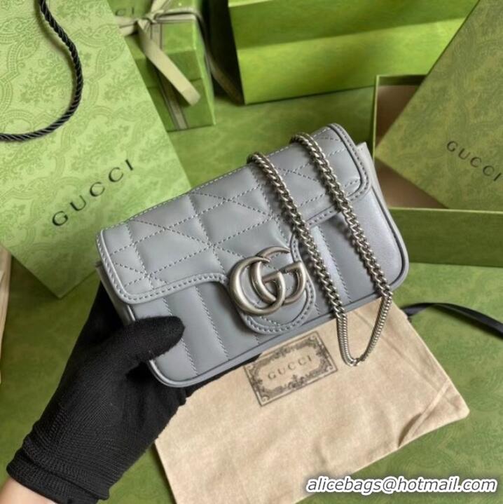 Pretty Style Gucci GG Marmont super mini bag 476433 Grey