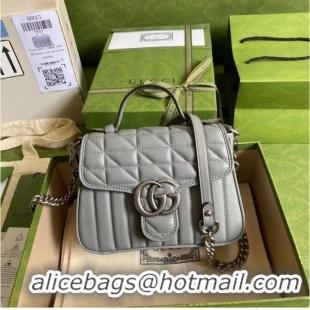 Low Cost Grade Gucci GG Marmont mini top handle bag 583571 gray