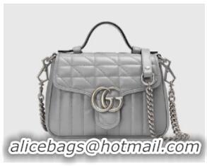 Low Cost Grade Gucci GG Marmont mini top handle bag 583571 gray