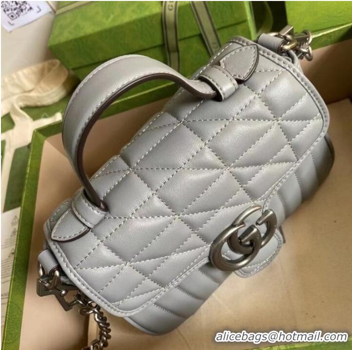 Low Cost Grade Gucci GG Marmont mini top handle bag 583571 gray