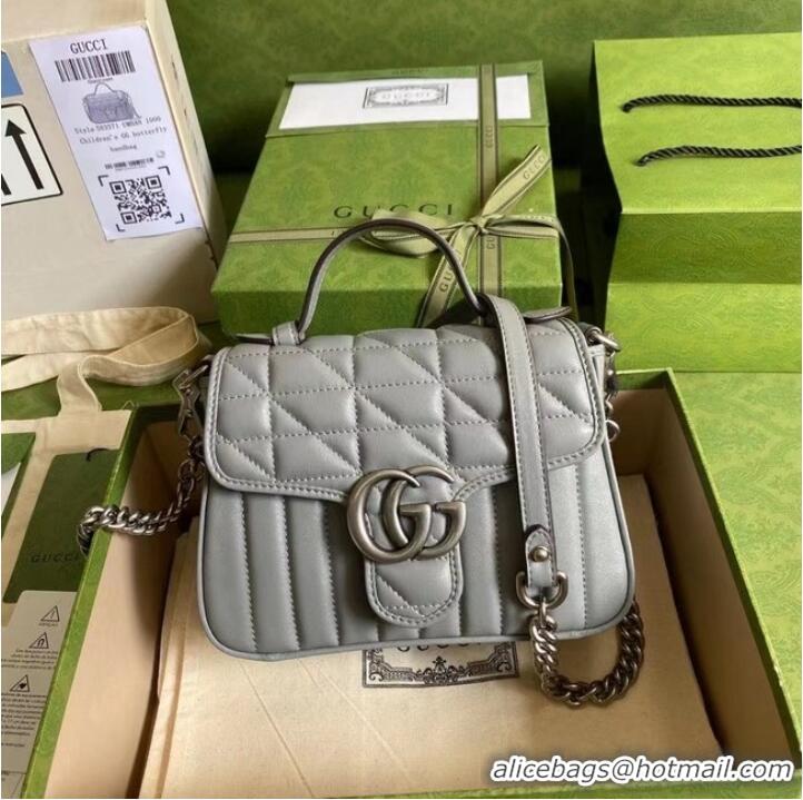 Low Cost Grade Gucci GG Marmont mini top handle bag 583571 gray