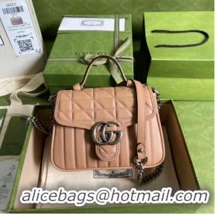 Reasonable Price Gucci GG Marmont mini top handle bag 583571 Rose beige