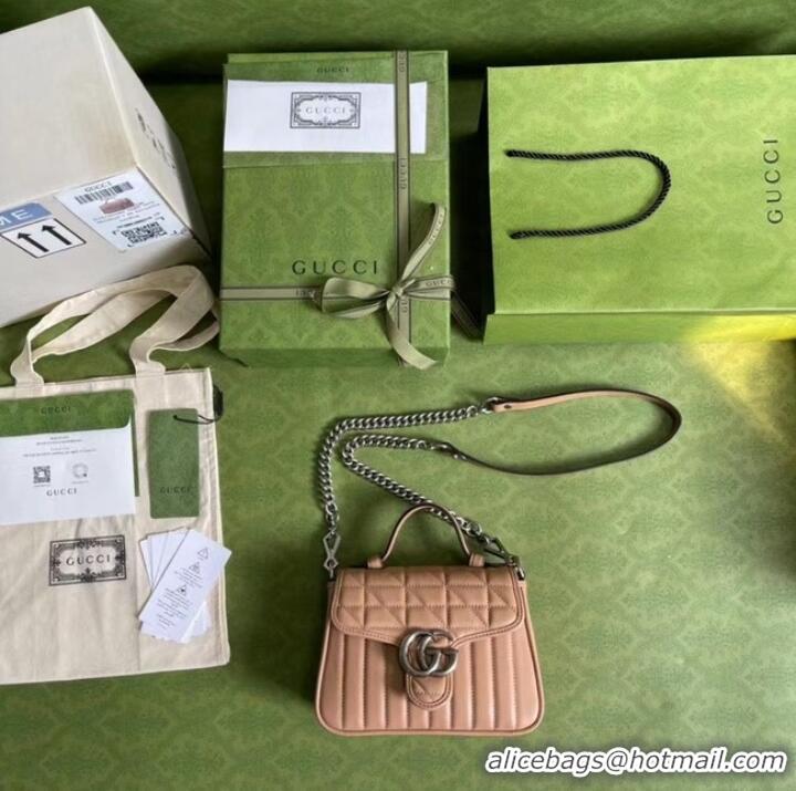 Reasonable Price Gucci GG Marmont mini top handle bag 583571 Rose beige