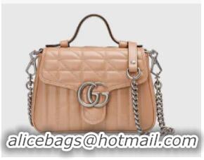 Reasonable Price Gucci GG Marmont mini top handle bag 583571 Rose beige