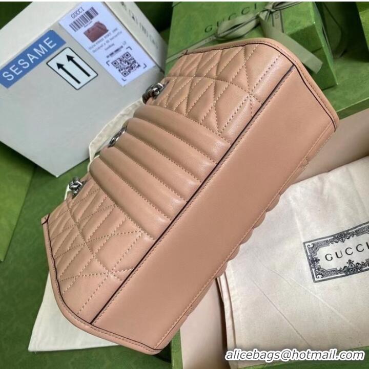 Good Product Gucci small leather shoulder bag 681483 Rose beige