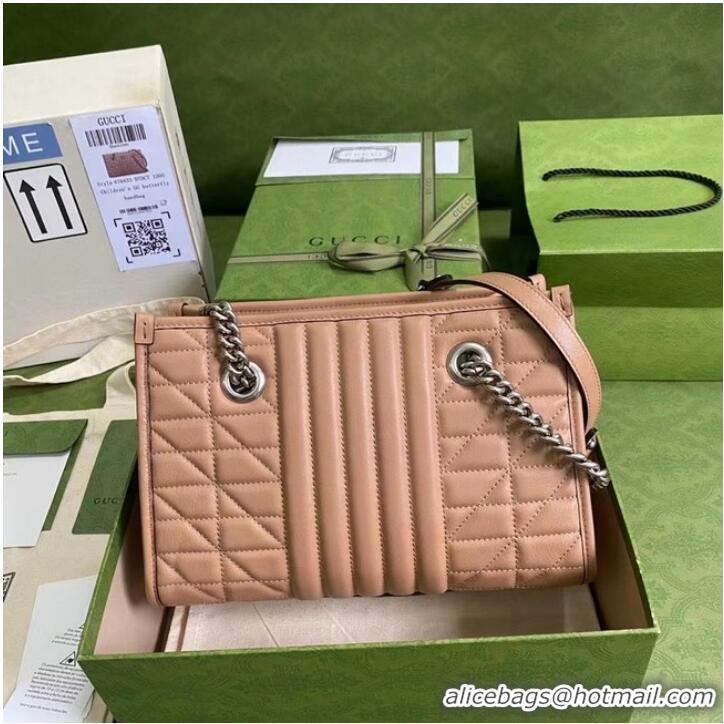 Good Product Gucci small leather shoulder bag 681483 Rose beige